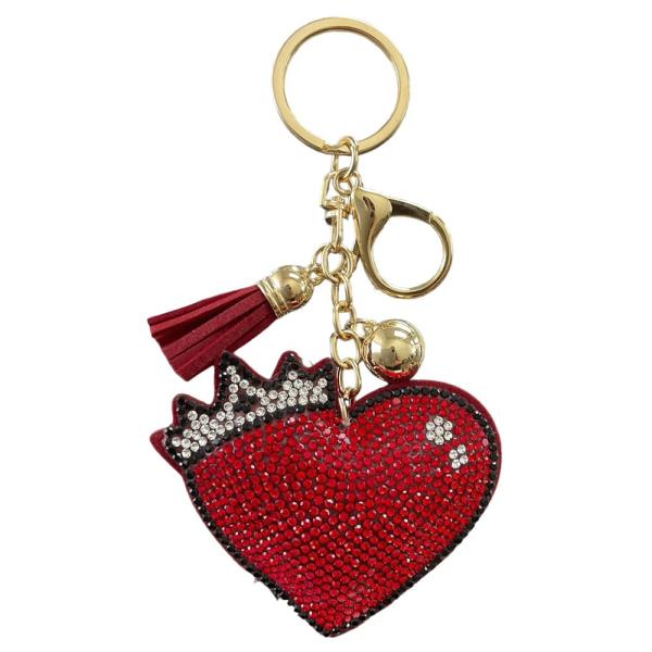 RED HEART WITH A CROWN KEYCHAIN