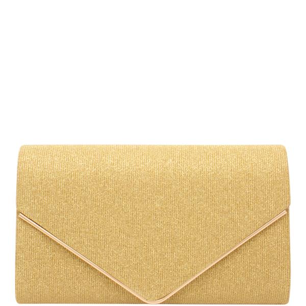 FASHION GLITTER TEXTURED ENVELOPE CLUTCH CROSSBODY BAG