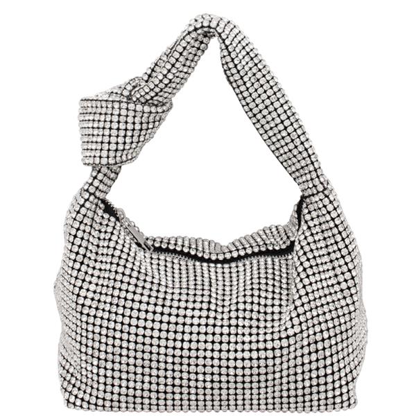 RHINESTONE ALL OVER KNOT HANDLE HOBO BAG