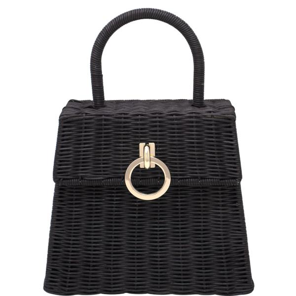 STRAW METAL RING HANDLE BAG