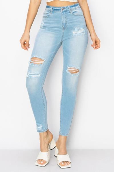 ($15.50/EA X 15 PCS) HIGH RISE SKINNY DENIM PANTS WITH PATCH WORK