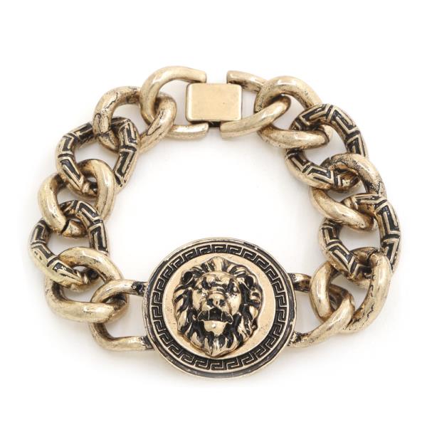 LION HEAD ROUND CURB LINK BRACELET