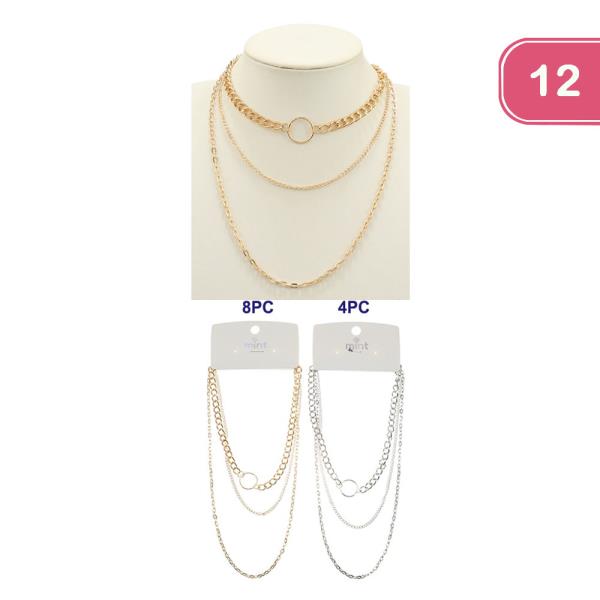 METAL CHAIN LAYERED NECKLACE (12 UNITS)