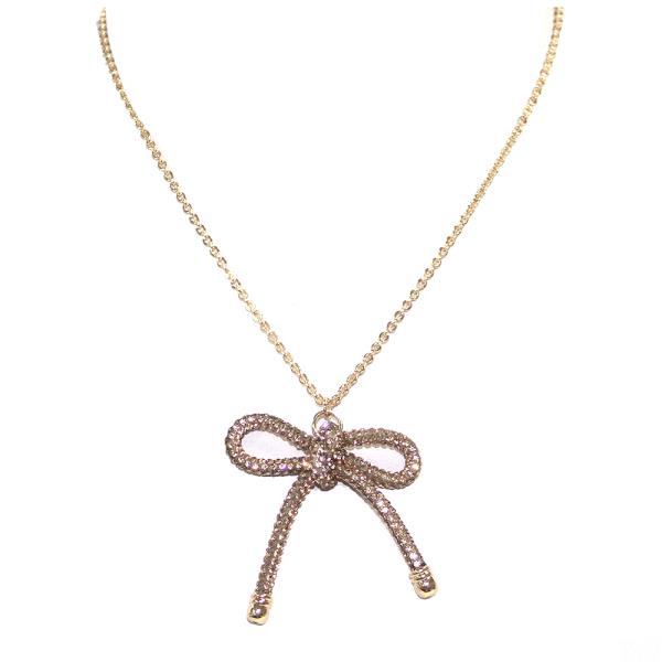 RHINESTONE RIBBON PENDANT NECKLACE