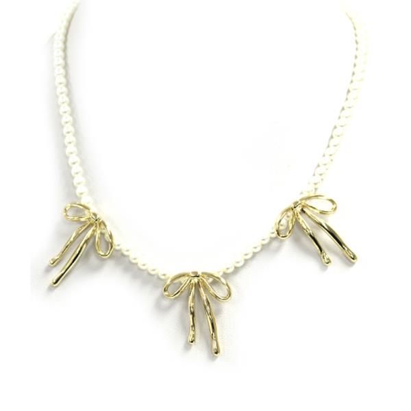 PEARL TRIPLE RIBBON STATION NECKLACE