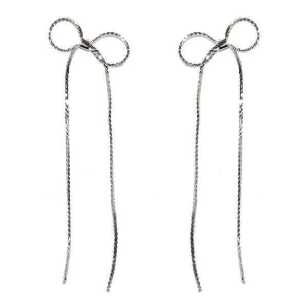 METAL RIBBON BOW POST EARRING