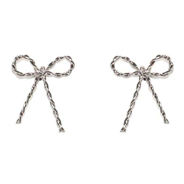 BRASS METAL RIBBON BOW POST EARRING