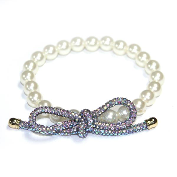 PEARL RIBBON CHARM BRACELET