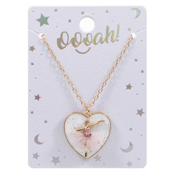 FOR KIDS HEART SHAPED BALLERINA CHARM SHORT NECKLACE