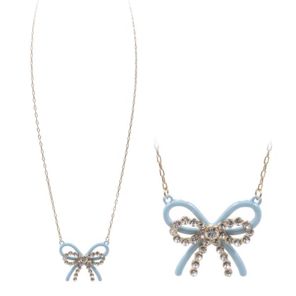 BOW SHAPED ENAMEL SHORT NECKLACE