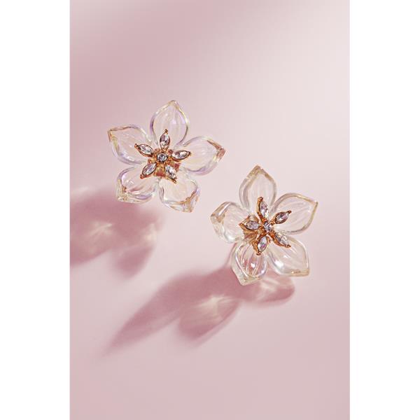 FLOWER SHAPED IRIDESCENT ACRYLIC WITH CLEAR EARRING