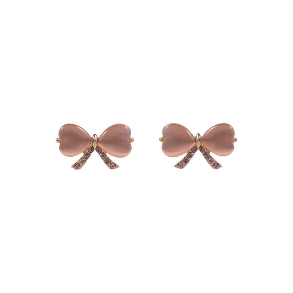 BOW SHAPED PEARL POST EARRING