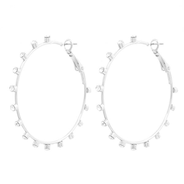 METAL STONE HOOP EARRING