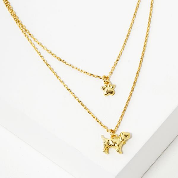 18K GOLD RHODIUM DIPPED PUPPYS LOVE NECKLACE