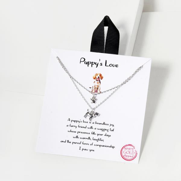 18K GOLD RHODIUM DIPPED PUPPYS LOVE NECKLACE