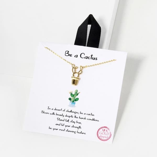 18K GOLD RHODIUM DIPPED BE A CACTUS NECKLACE
