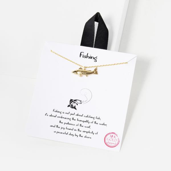 18K GOLD RHODIUM DIPPED FISHING NECKLACE