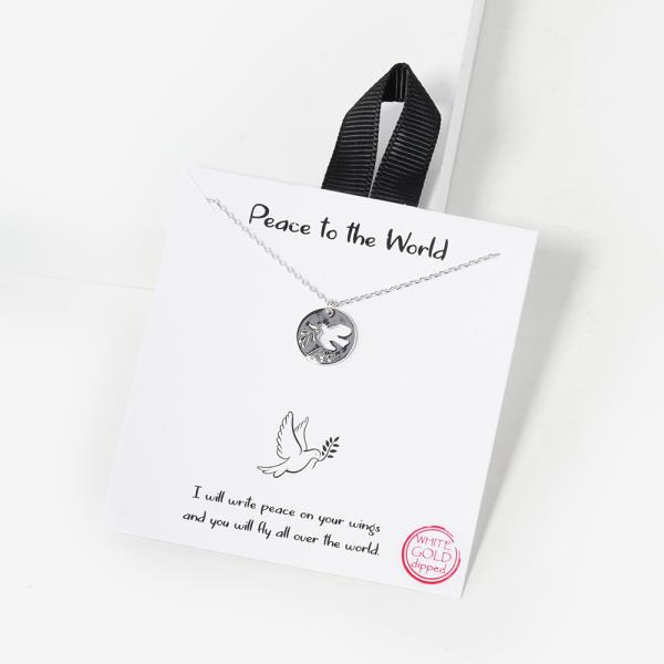 18K GOLD RHODIUM DIPPED PEACE TO THE WORLD NECKLACE