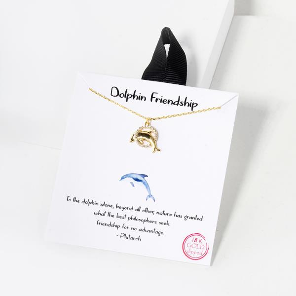 18K GOLD RHODIUM DIPPED DOLPHIN FRIENDSHIP NECKLACE
