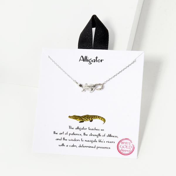 18K GOLD RHODIUM DIPPED ALLIGATOR NECKLACE