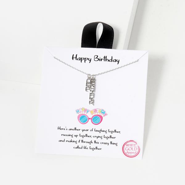 18K GOLD RHODIUM DIPPED HAPPY BIRTHDAY GIRL NECKLACE