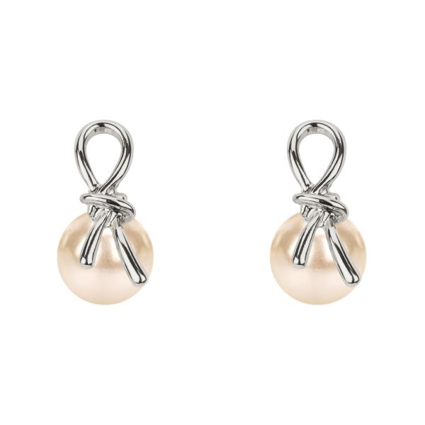 METAL KNOT PEARL POST EARRING