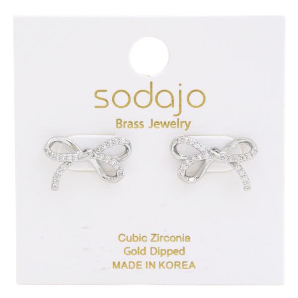 SODAJO CZ GOLD DIPPED BOW EARRING