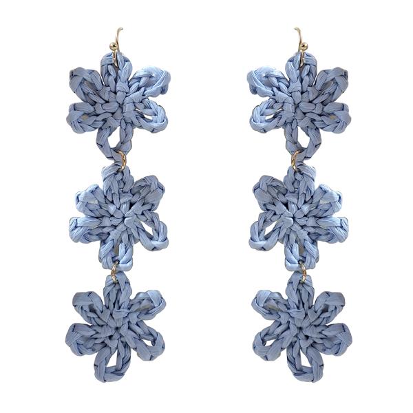 RAFFIA FLOWER DANGLE EARRING