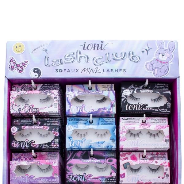 IONI LASH BAR CLUB 3D FAUX MINK LASHES W DISPLAY SET