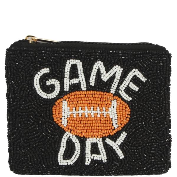 GAME DAY THEME FULL SEED BEAD COIN PURSE BAG