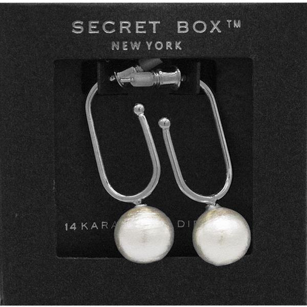 SECRET BOX 14K GOLD DIPPED PEARL OVAL HOOP EARRING