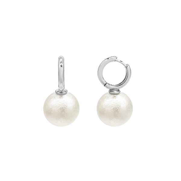 SECRET BOX 14K GOLD DIPPED PEARL HUGGIE EARRING