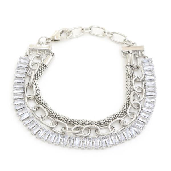 OVAL LINK CRYSTAL LAYERED BRACELET