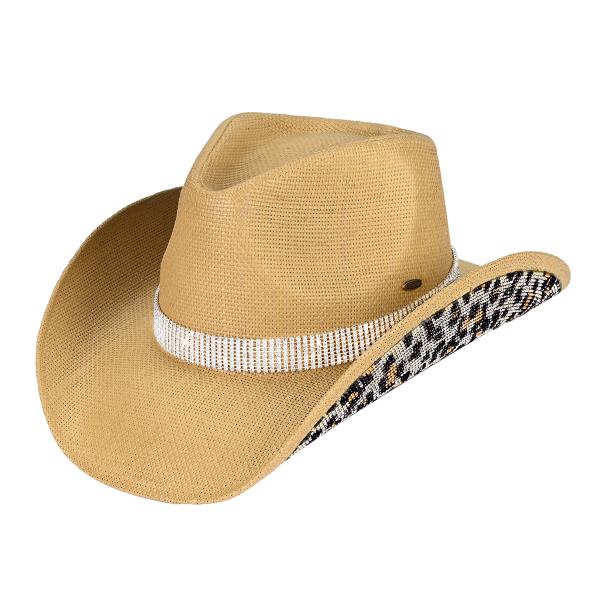 CC LEOPARD RHINESTONE COWBOY HAT