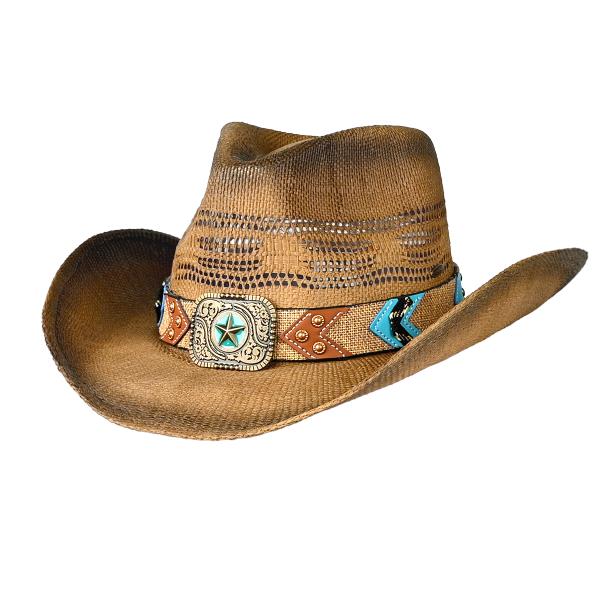 CC VENTED COWBOY WITH WESTERN PATTERN VEGAN PATCH BAND