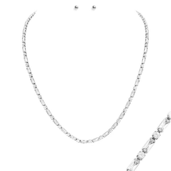 RHINESTONE NECKLACE EARRING SET