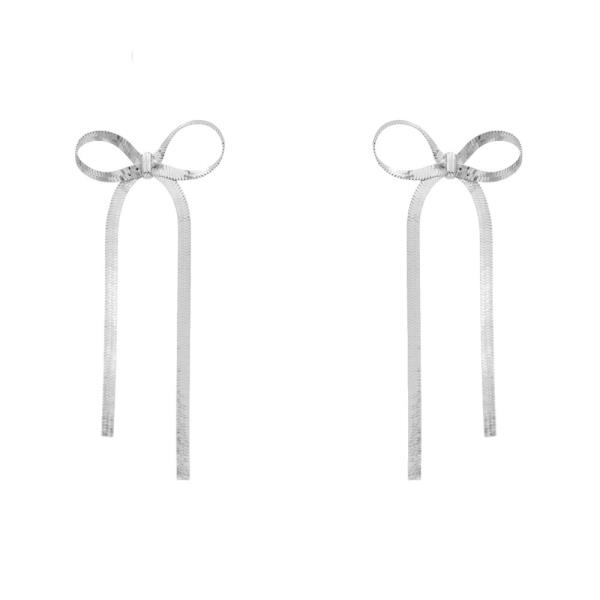 METAL RIBBON BOW POST EARRING