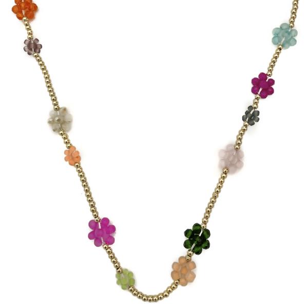 FLOWER BEADED NECKLACE