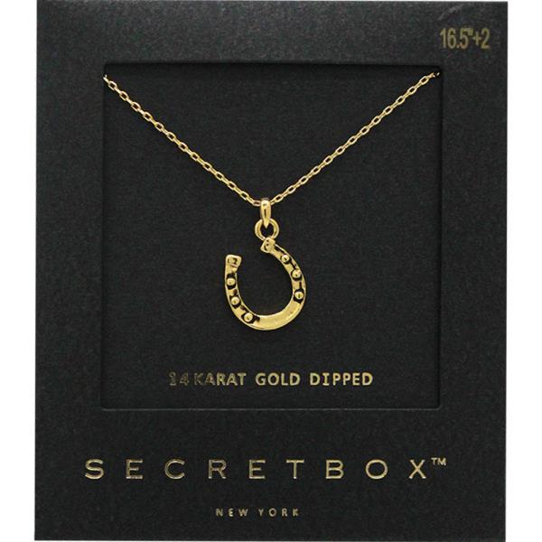 SECRET BOX 14K GOLD DIPPED HORSESHOES PENDANT NECKLACE