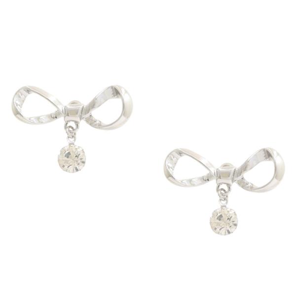 SODAJO METAL BOW CRYSTAL GOLD DIPPED EARRING