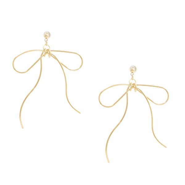 SODAJO DAINTY METAL BOW GOLD DIPPED EARRING