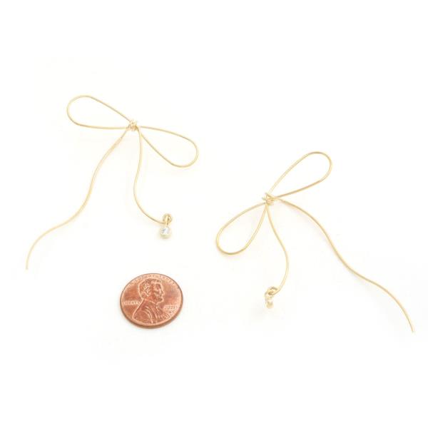 SODAJO CRYSTAL BOW METAL GOLD DIPPED EARRING