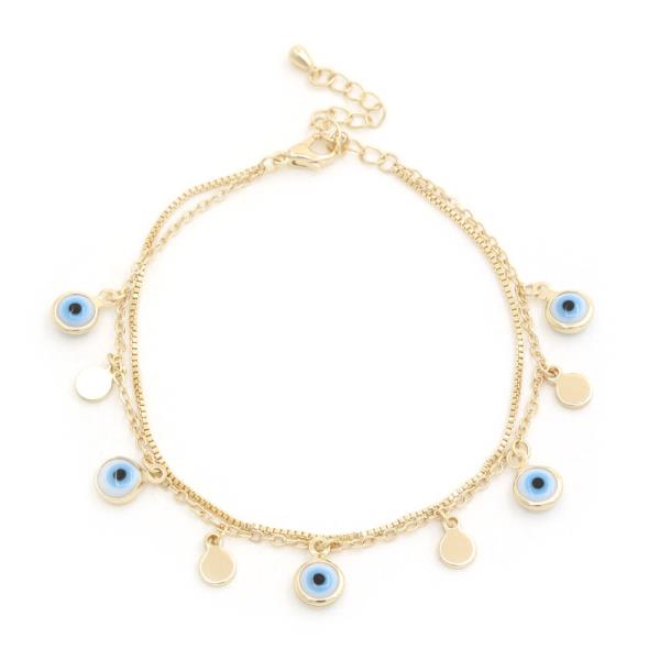 EYE CHARM METAL DISC LAYERED BRACELET