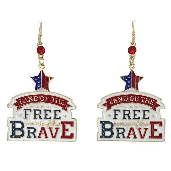 LAND OF THE FREE BRAVE DANGLE EARRING