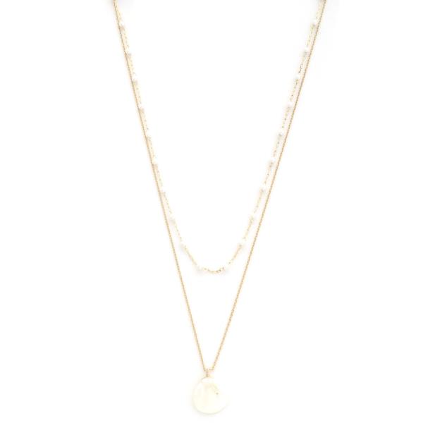PEARL DISC METAL LAYERED NECKLACE
