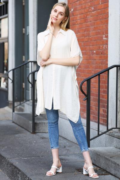 OVERSIZED LONG SLEEVELESS SHIRT