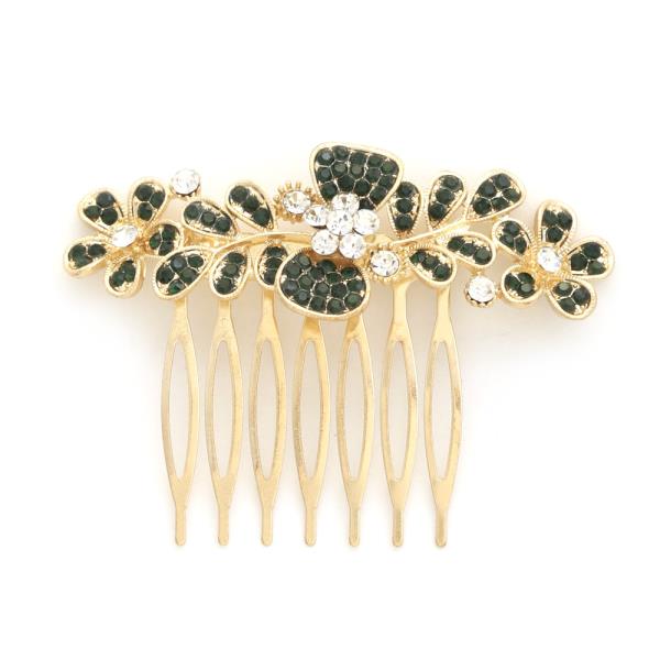LEAF FLOWER RHINESTONE HAIR COMB