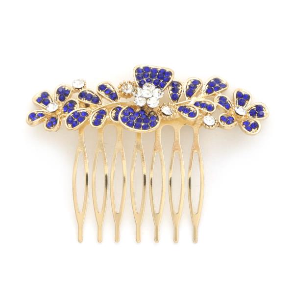 LEAF FLOWER RHINESTONE HAIR COMB