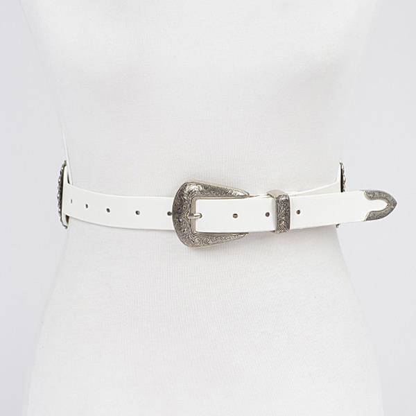 FAUX LEATHER WESTERN STYLE MULTI METAL BELT