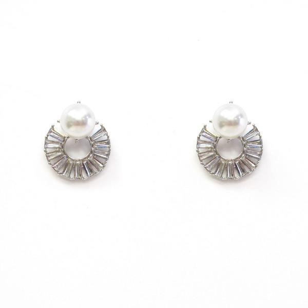 PEARL STONE ROUND POST EARRING